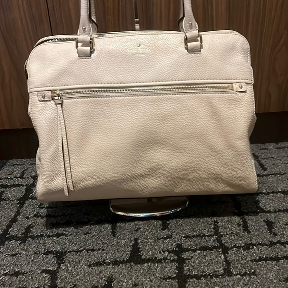 kate spade Handbags - Kate Spade Ivory Pebble Leather Double Zip Work Tote